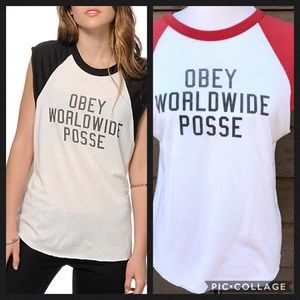 ☀️☀️☀️ 4/$20 Obey Corner Block Cut Off Raglan Tee